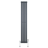 Radiador de columna ovalado en gris antracita, con válvulas, diseño moderno y elegante, ideal para espacios contemporáneos