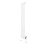 Radiador de columna ovalado blanco de 1600 mm x 240 mm con válvulas, acabado liso y moderno, ideal para calefacción eficiente