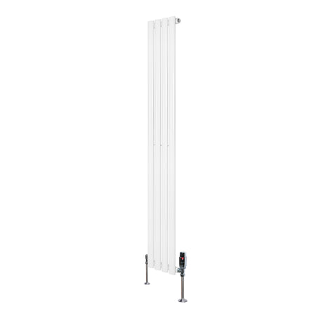 Radiador de columna ovalado blanco de 1600 mm x 240 mm con válvulas, acabado liso y moderno, ideal para calefacción eficiente