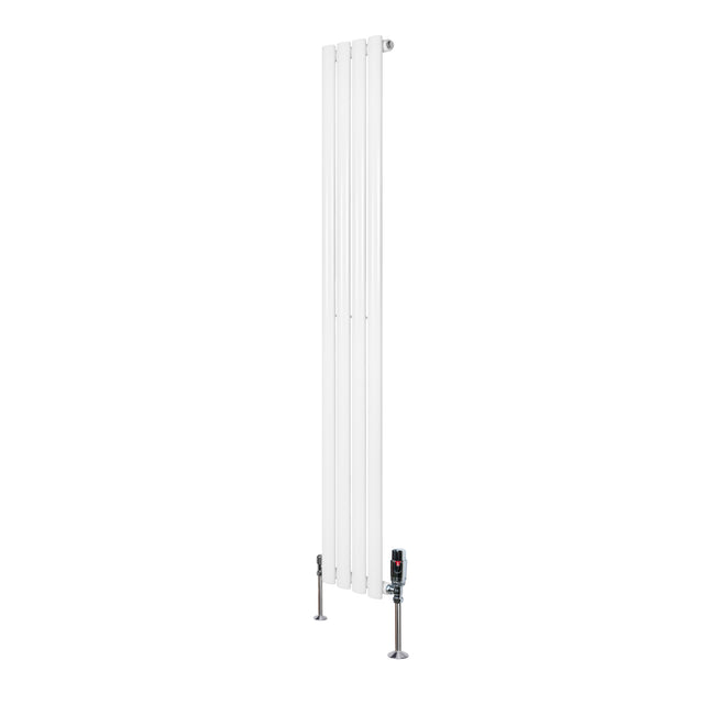 Radiador de columna ovalado blanco de 1600 mm x 240 mm con válvulas, acabado liso y moderno, ideal para calefacción eficiente