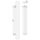 Radiador de columna ovalado blanco de 1600 mm x 240 mm, con válvulas, diseño moderno y acabado liso, ideal para cualquier espacio