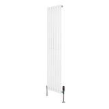 Radiador de columna ovalado blanco de 1600 mm x 360 mm con válvulas, diseño moderno y acabado liso, ideal para calefacción eficiente