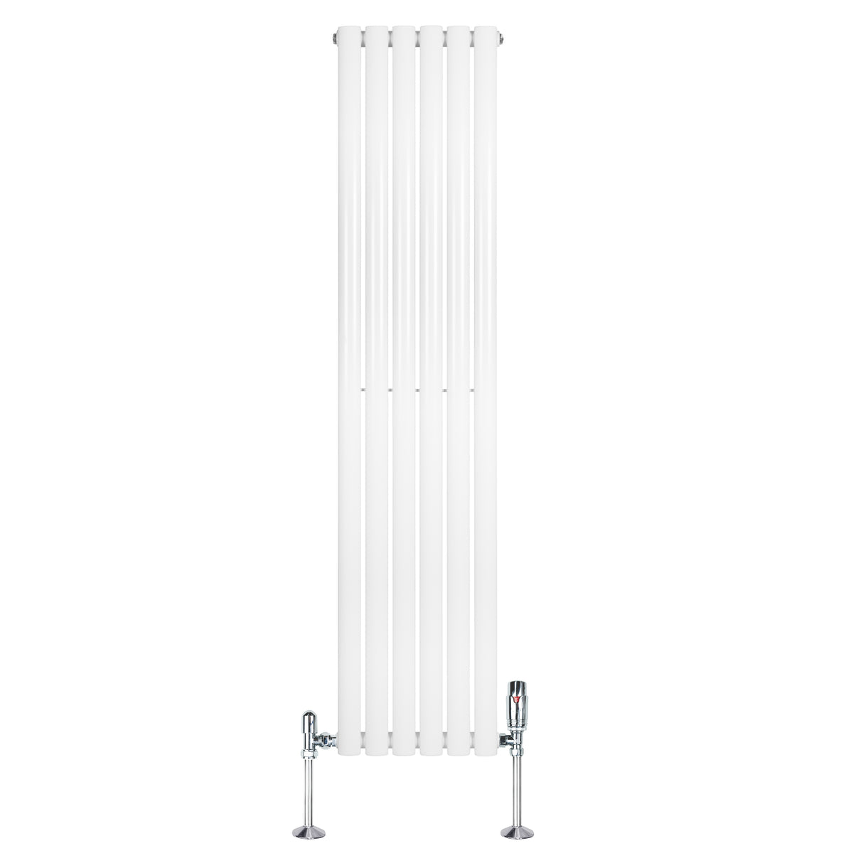 Radiador de columna ovalado blanco de 1600 mm x 360 mm con válvulas, diseño moderno y acabado liso que aporta elegancia y calidez