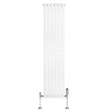 Radiador de columna ovalado blanco de 1600 mm x 360 mm con válvulas, diseño moderno y acabado liso que aporta elegancia y calidez