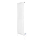 Radiador de columna ovalado blanco de 1600 mm x 480 mm con válvulas, diseño elegante y acabado liso, ideal para calefacción moderna
