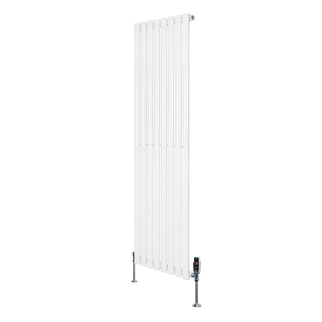 Radiador de columna ovalado blanco de 1600 mm x 480 mm con válvulas, diseño elegante y acabado liso, ideal para calefacción moderna