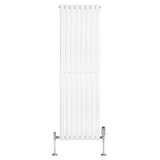 Radiador de columna ovalado blanco de 1600 mm x 480 mm, con válvulas cromadas y diseño moderno y elegante, ideal para cualquier espacio