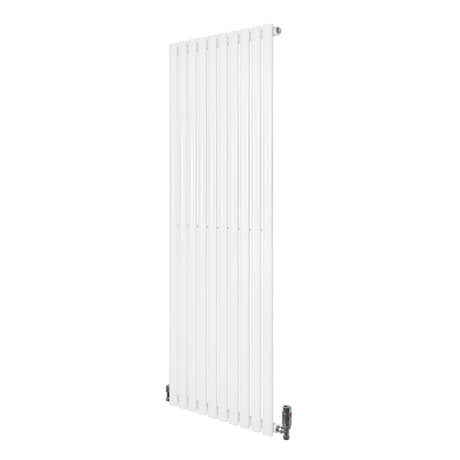 Radiador de columna ovalado blanco de 1600 mm x 600 mm con válvulas, diseño moderno y acabado liso que complementa cualquier espacio