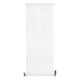 Radiador de columna ovalado en color blanco, con diseño vertical y válvulas en la parte inferior, mide 1600 mm x 600 mm