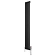 Radiador de columna ovalado negro de 1800 mm x 240 mm con válvulas, diseño moderno y acabado liso, ideal para espacios elegantes