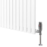 Radiador de columna ovalado blanco de 1800 mm x 240 mm con válvulas, diseño elegante y moderno, ideal para calentar espacios