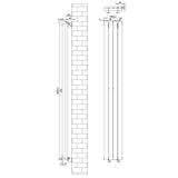 Radiador de columna ovalado blanco de 1800 mm x 240 mm, con diseño simple y válvulas, ideal para calefacción eficiente