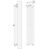 Radiador de columna ovalado negro de 1800 mm x 360 mm con válvulas, diseño elegante y moderno, ideal para calefacción eficiente