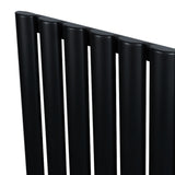 Radiador de columna ovalado negro de 1800 mm x 360 mm, con válvulas, presenta un diseño moderno y elegante con acabado mate