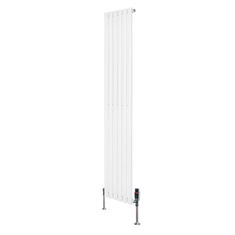 Radiador de columna ovalado blanco de 1800 mm x 360 mm con válvulas, diseño moderno y acabado liso, ideal para cualquier espacio