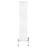 Radiador de columna ovalado blanco de 1800 mm x 360 mm con válvulas, diseño moderno y acabado liso, ideal para espacios elegantes