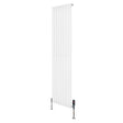 Radiador de columna ovalado blanco de 1800 mm x 480 mm con válvulas, diseño elegante y superficie lisa que complementa cualquier espacio