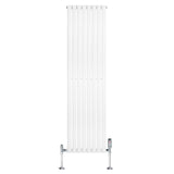 Radiador de columna ovalado blanco de 1800 mm x 480 mm con válvulas cromadas, diseño elegante y moderno, ideal para cualquier espacio