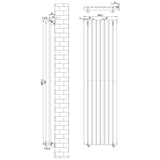 Radiador de columna ovalado blanco de 1800 mm x 480 mm, con diseño moderno y válvulas, ideal para calefacción eficiente