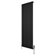 Radiador de columna ovalado negro de 1800 mm x 600 mm con válvulas, diseño moderno y acabado liso, ideal para espacios elegantes