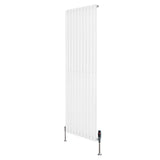 Radiador de columna ovalado blanco de 1800 mm x 600 mm con válvulas, diseño moderno y acabado liso, ideal para cualquier espacio