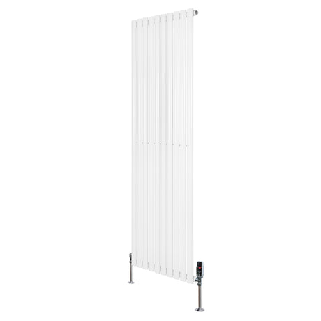 Radiador de columna ovalado blanco de 1800 mm x 600 mm con válvulas, diseño moderno y acabado liso, ideal para cualquier espacio