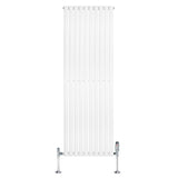 Radiador de columna ovalado blanco de 1800 mm x 600 mm con válvulas, diseño moderno y acabado liso que complementa cualquier espacio