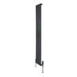 Radiador plano de columna simple en gris antracita, con diseño vertical y válvulas, ideal para espacios modernos y elegantes