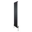 Radiador plano de columna simple en color negro, dimensiones 1600 x 420 mm, con válvulas y diseño moderno y elegante
