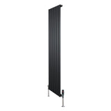 Radiador plano de columna simple en color negro, dimensiones 1600 x 420 mm, con válvulas y diseño moderno y elegante