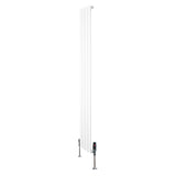 Radiador plano de columna simple en color blanco, mide 1800 mm x 280 mm, con válvulas y un diseño moderno y elegante
