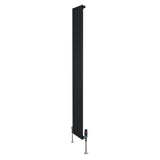 Radiador plano de columna simple negro de 1800 mm x 280 mm con válvulas, diseño moderno y acabado liso, ideal para espacios elegantes