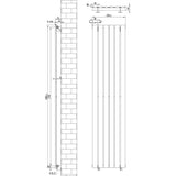 Radiador plano de columna simple blanco de 1800 mm x 420 mm, con válvulas, diseño moderno y acabado liso, ideal para espacios elegantes