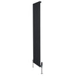 Radiador plano de columna simple negro de 1800 mm x 420 mm, con válvulas, diseño moderno y acabado liso y elegante