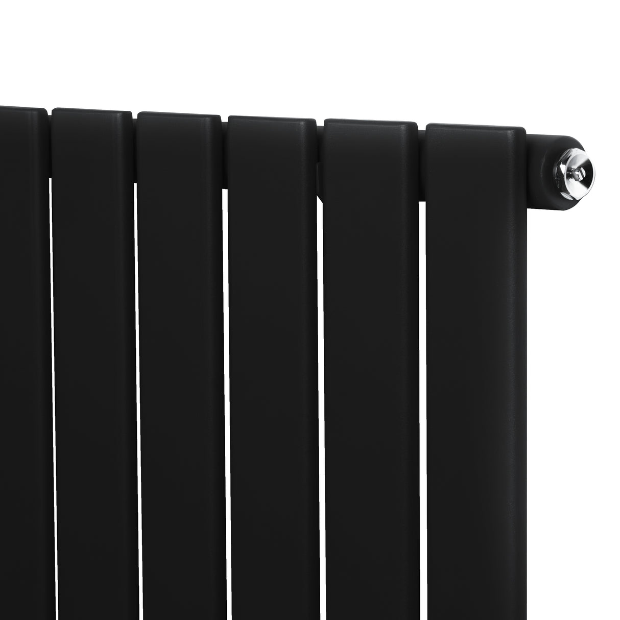 Radiador plano de columna simple negro de 1800 mm x 420 mm, con válvulas, acabado mate y diseño moderno de líneas rectas
