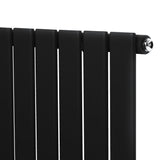 Radiador plano de columna simple negro de 1800 mm x 420 mm, con válvulas, acabado mate y diseño moderno de líneas rectas