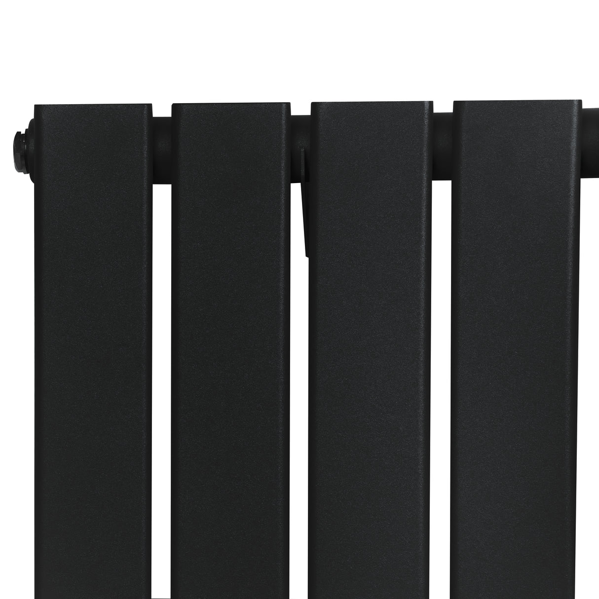 Radiador plano de columna simple negro, 1800 mm x 420 mm, con acabado mate y válvulas integradas, ideal para calefacción moderna