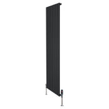 Radiador plano de columna simple negro de 1800 mm x 560 mm con válvulas, diseño elegante y moderno, acabado liso y minimalista