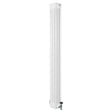 Radiador tradicional de 4 columnas en color blanco, con válvulas, mide 1800 x 200 mm, ideal para calefacción eficiente y elegante