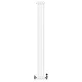 Radiador tradicional de 4 columnas en color blanco, con válvulas metálicas, diseño vertical y acabado liso, ideal para calefacción