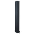 Radiador tradicional de 4 columnas en gris antracita, con válvulas, diseño vertical y acabado liso, ideal para calefacción eficiente
