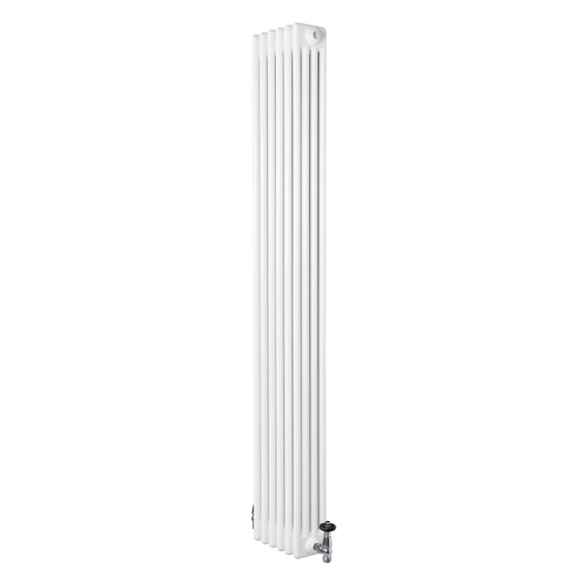 Radiador tradicional de 4 columnas en color blanco, con válvulas, dimensiones 1800 x 290 mm, diseño elegante y moderno