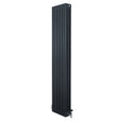 Radiador tradicional de 4 columnas en gris antracita, con válvulas, diseño vertical y acabado liso, ideal para calefacción eficiente