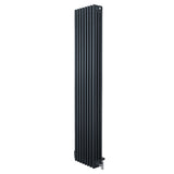 Radiador tradicional de 4 columnas en gris antracita, con válvulas, diseño vertical y acabado liso, ideal para calefacción eficiente