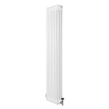 Radiador tradicional de 4 columnas en color blanco, con válvulas, diseño vertical y acabado liso, ideal para calefacción eficiente