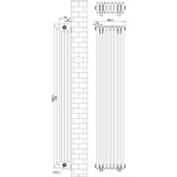 Radiador tradicional negro de 4 columnas, dimensiones 1800 x 380 mm, con válvulas y diseño elegante, ideal para calefacción eficiente