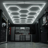 Baldosas Polipropileno (120un) y Bordes -  Gris (90un) y Negro (30un)+ Luz LED Hexagonal de Techo