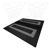 Baldosas Polipropileno (225un) y Bordes - Negro (165un) y Gris (60un) + Luz LED Hexagonal de Techo (x2)