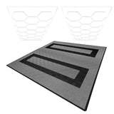 Baldosas Polipropileno (225un) y Bordes - Gris (165un) y Negro (60un) + Luz LED Hexagonal de Techo (x2)