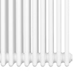 Radiador tradicional de 4 columnas en color blanco, con acabado liso y brillante, mide 300 x 1010 mm, ideal para calefacción eficiente